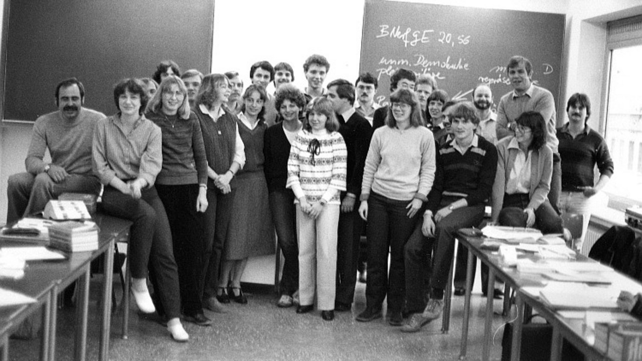 HöV-Studierende im Lehrsaal im Jahr 1984.