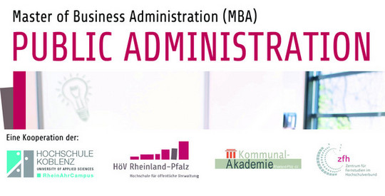 Logo Masterstudium mit dem Schwerpunkt „Public Administration“.