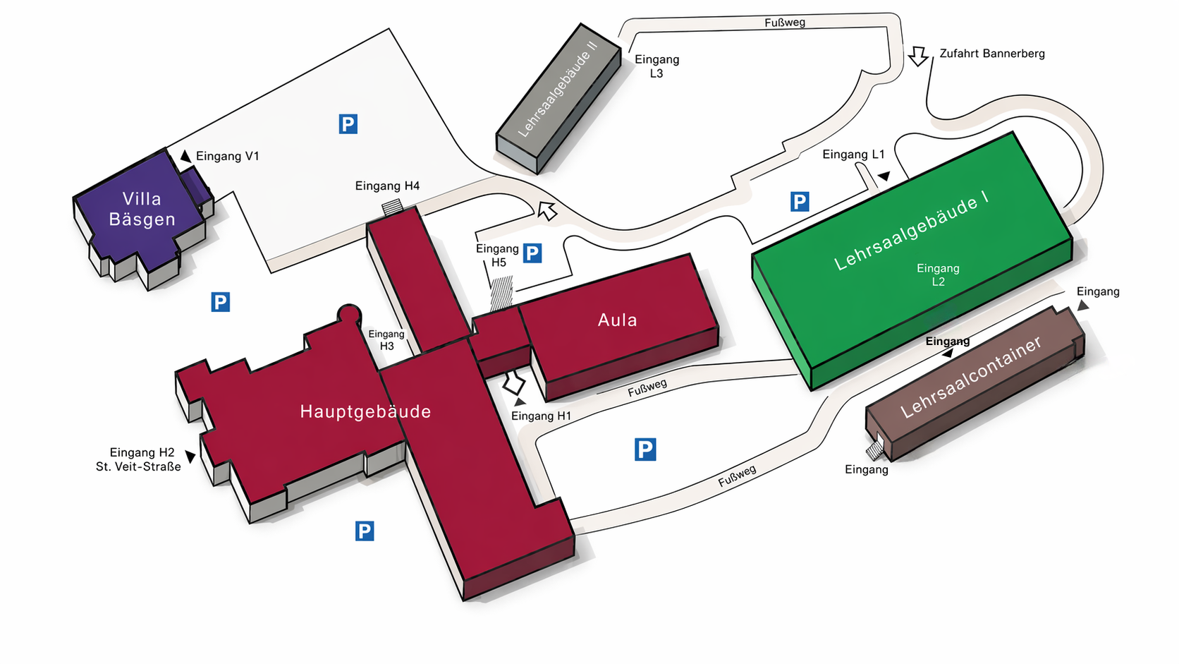 Lageplan der Gebäude der HöV